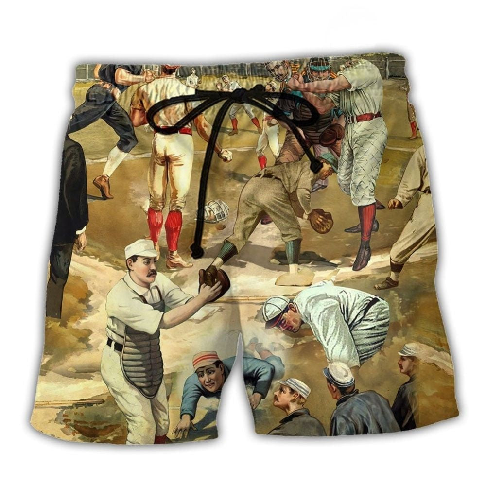 Vintage Baseball Beach Shorts For Tropical Holidays And Distinctive Seasonal Style