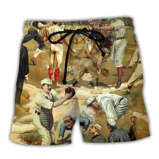Vintage Baseball Beach Shorts For Tropical Holidays And Distinctive Seasonal Style