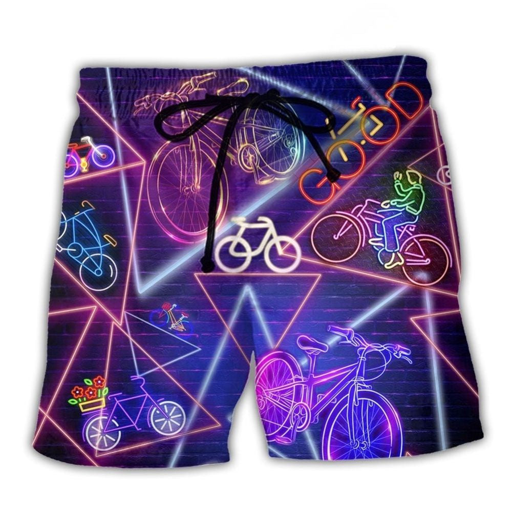 Neon Purple Bike Beach Shorts For Summer Vacations And Casual Outdoor Comfort