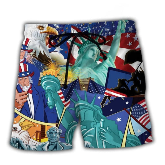 American Freedom Patriotism Beach Shorts For Holiday Cruises And Memorable Gift Ideas