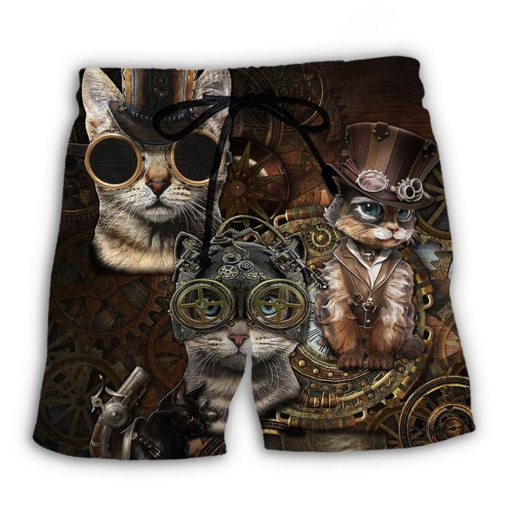 Steampunk Cat Beach Shorts For Weekend Escapes And Bright Summer Outfits