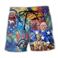 Patriotic Heart Red White Blue Beach Shorts For Oceanfront Weekends And Everyday Comfort