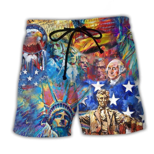 Patriotic Heart Red White Blue Beach Shorts For Oceanfront Weekends And Everyday Comfort