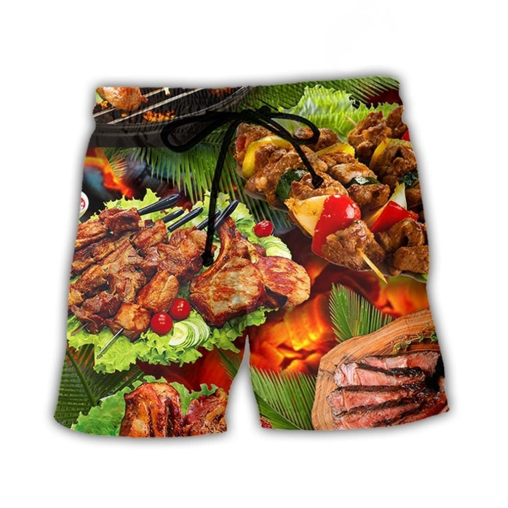 BBQ Food Beach Shorts For Resort Getaways And Distinctive Seasonal Style