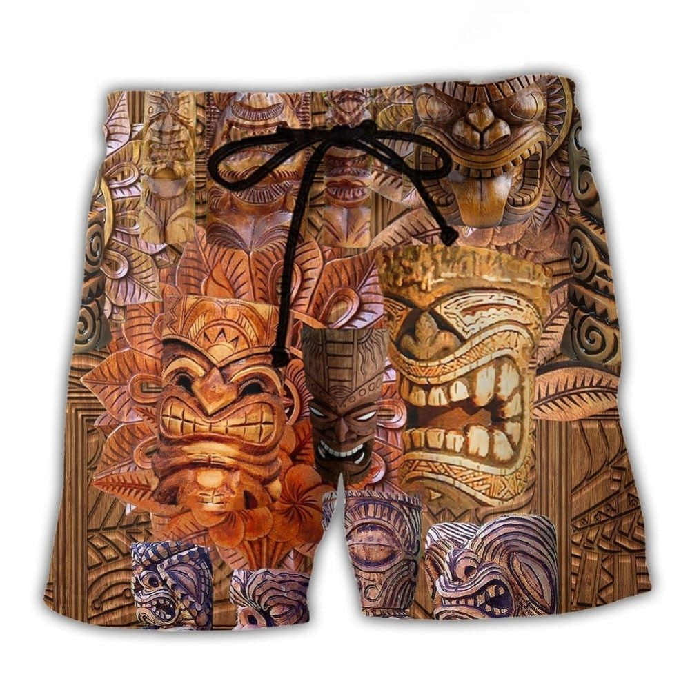Tiki Hawaii Vintage Beach Shorts For Sunny Day Getaways And Leisure And Relaxation