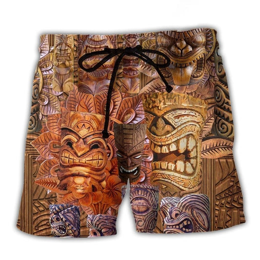 Tiki Hawaii Vintage Beach Shorts For Sunny Day Getaways And Leisure And Relaxation