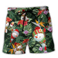 Floral Snowman Beach Shorts For Weekend Escapes And Relaxed Casual Style