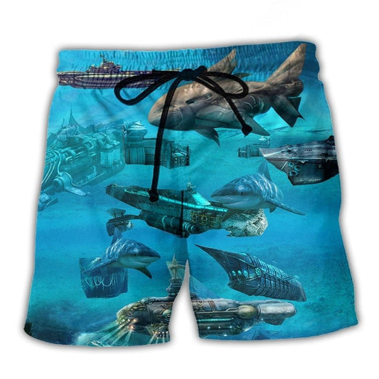 Submarine Ocean Adventure Beach Shorts For Tropical Holidays And Easy Warm Weather Wear