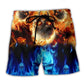 Burning Fire Skull Dark Beach Shorts For Warm Weather Outings And Relaxed Casual Style