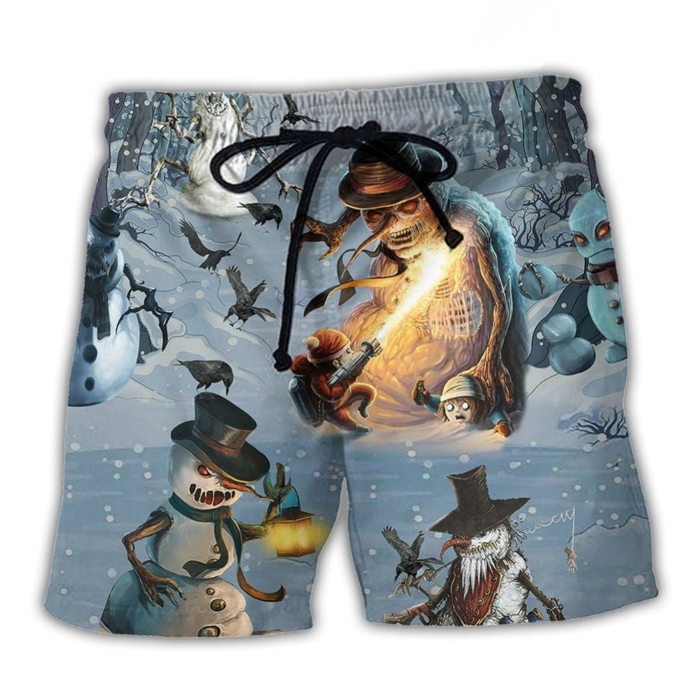 Evil Snowman Dark Beach Shorts For Beach Days And Everyday Comfort