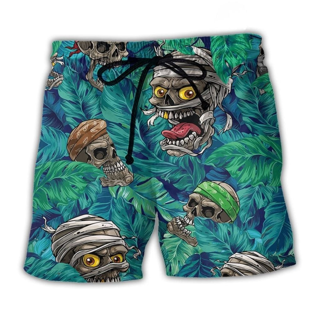 Skull Hide Seek Tropical Beach Shorts For Coastal Adventures And Vacation Ready Style