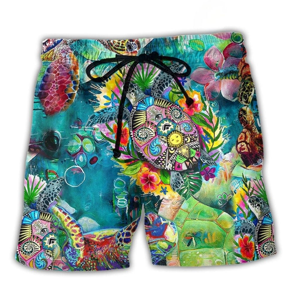 Colorful Turtle Sea Beach Shorts For Poolside Relaxation And Flexible Everyday Wear