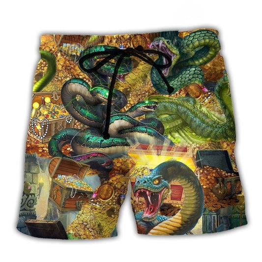 Golden Snake Symbol Beach Shorts For Casual Day Trips And Laid Back Daily Wear