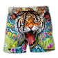Floral Tiger Beach Shorts For Vacation Travel And Comfortable Daily Wear