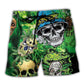 Skull Smile Green Beach Shorts For Seaside Travel And Comfortable Daily Wear