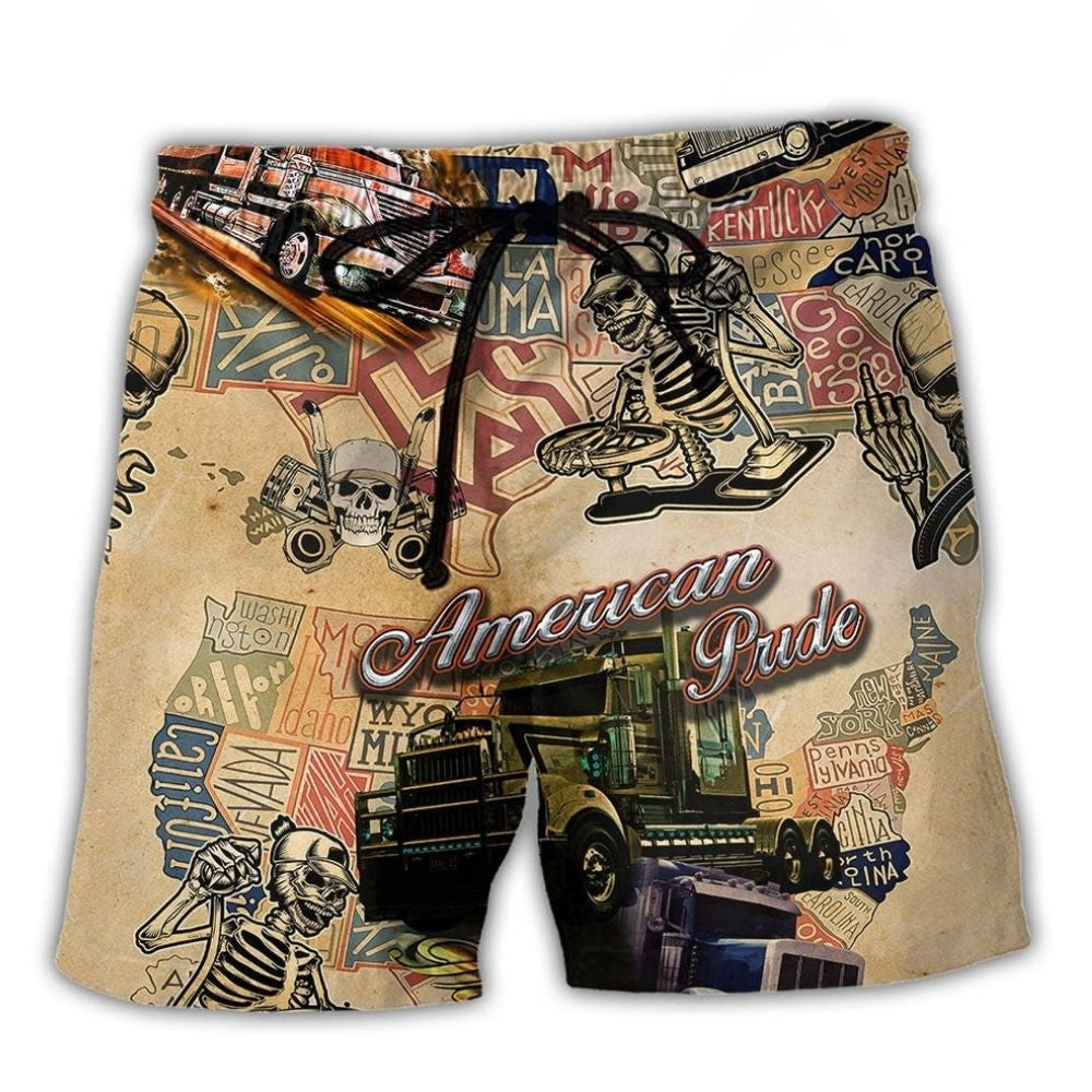 Skull American Pride Vintage Beach Shorts For Relaxed Shoreline Days And Everyday Comfort