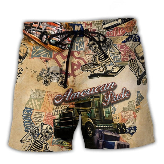 Skull American Pride Vintage Beach Shorts For Relaxed Shoreline Days And Everyday Comfort