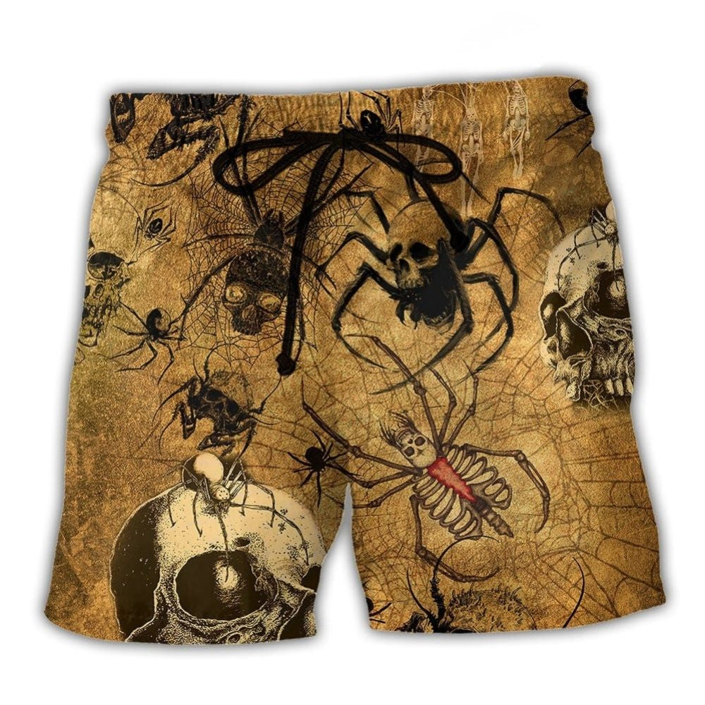 Vintage Skull Spider Beach Shorts For Outdoor Adventures And Bright Summer Outfits