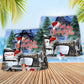 Sewing Machine Christmas Night Beach Shorts Pattern Detail For Casual Outings And Leisure And Relaxation