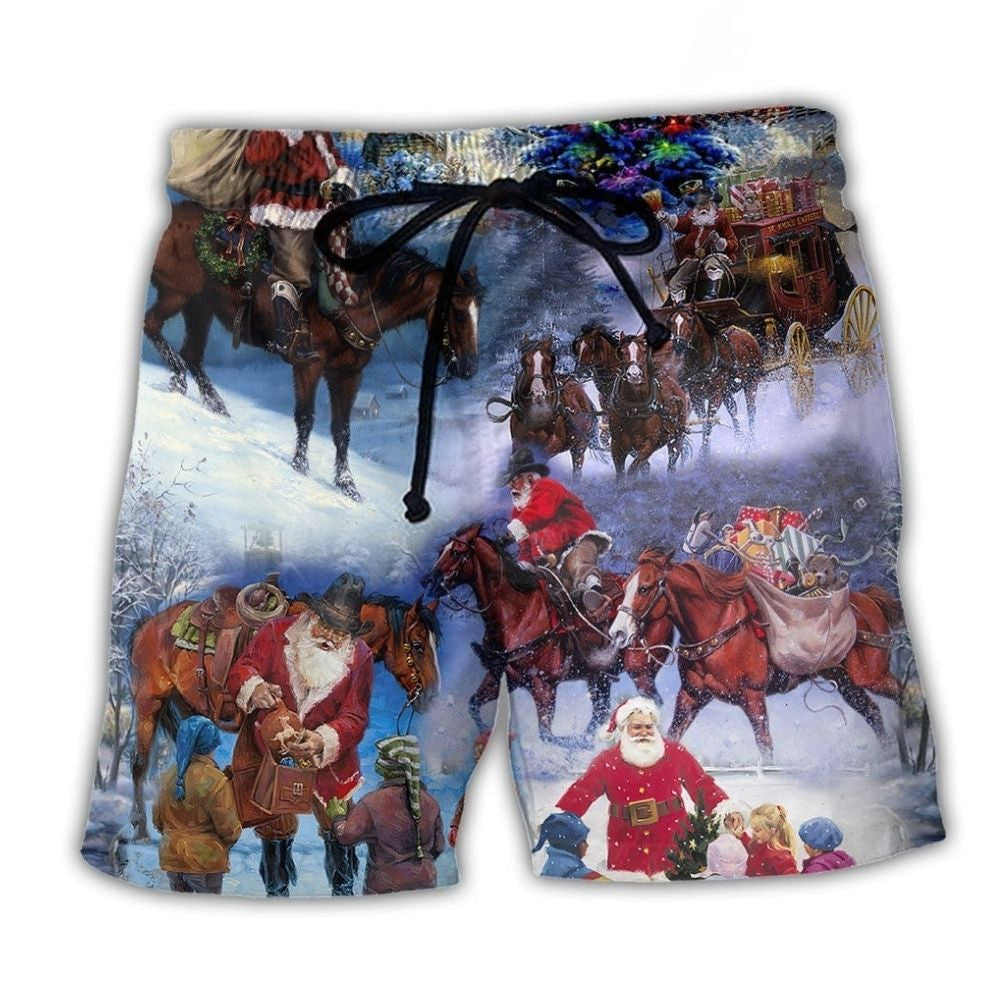 Santa Cowboy Christmas Family Beach Shorts For Weekend Escapes And Thoughtful Gift Giving