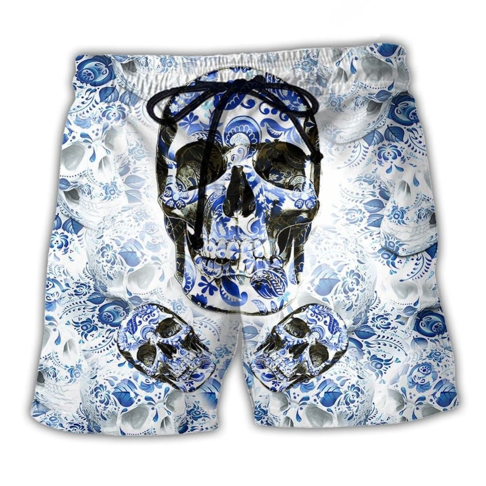 Blue Skull Beach Shorts For Poolside Relaxation And Thoughtful Gift Giving