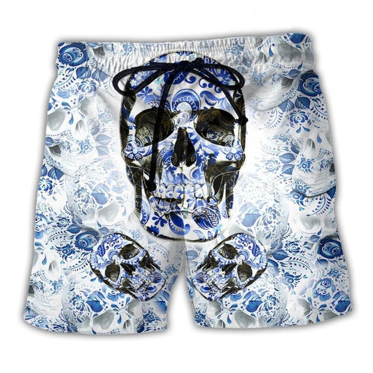 Blue Skull Beach Shorts For Poolside Relaxation And Thoughtful Gift Giving