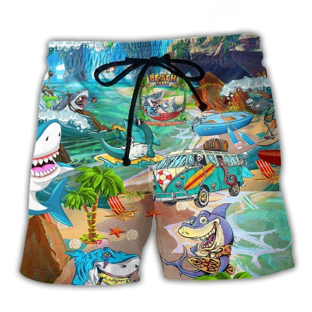 Shark Skeleton Summer Party Beach Shorts For Warm Weather Outings And Comfortable Daily Wear