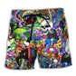 Skull Skateboarding Urban Beach Shorts For Tropical Holidays And Flexible Everyday Wear
