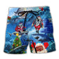 Shark Santa American Christmas Beach Shorts For Holiday Cruises And Casual Outdoor Comfort
