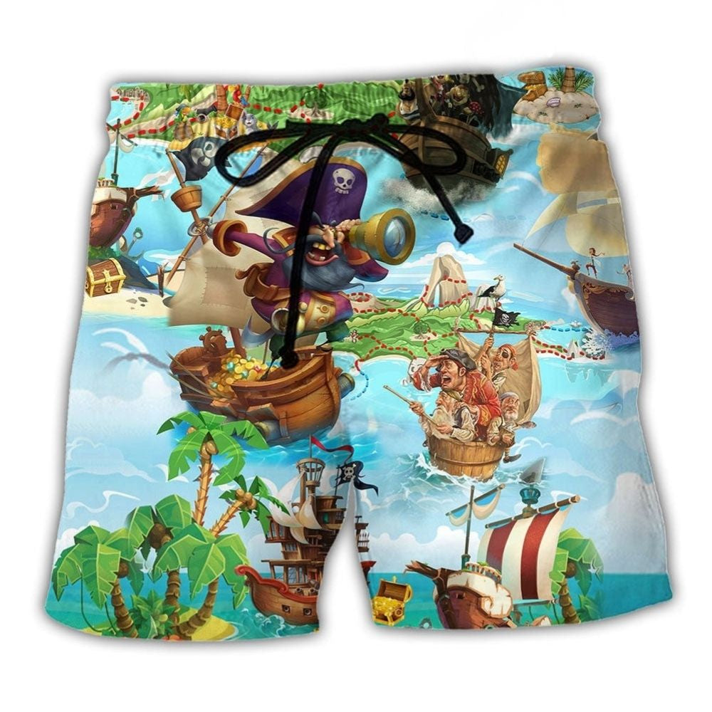 Pirate Treasure Hunt Adventure Beach Shorts For Summer Festivals And Easy Warm Weather Wear