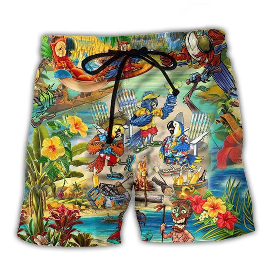 Parrot Hawaii Tropical Party Beach Shorts For Coastal Adventures And Distinctive Seasonal Style