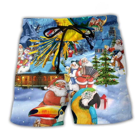 Parrot Christmas Holiday Beach Shorts For Tropical Holidays And Leisure And Relaxation