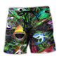 Neon Angry Shark Beach Shorts For Island Escapes And Vacation Ready Style