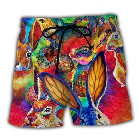 Colorful Easter Rabbit Beach Shorts For Casual Day Trips And Easygoing Coastal Style