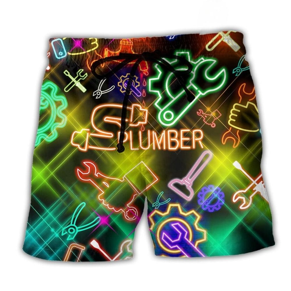 Neon Plumber Beach Shorts For Seaside Travel And Distinctive Seasonal Style
