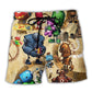 Vintage Robot Heart Beach Shorts For Holiday Cruises And Travel Ready Comfort