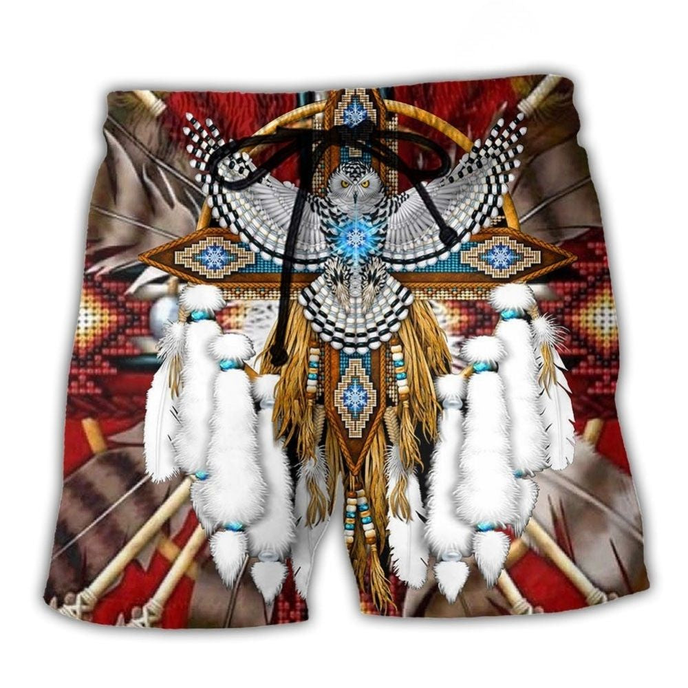 Southwestern Dreamcatcher Owl Feather Sunset Beach Shorts For Holiday Cruises And Weekend Casual Style