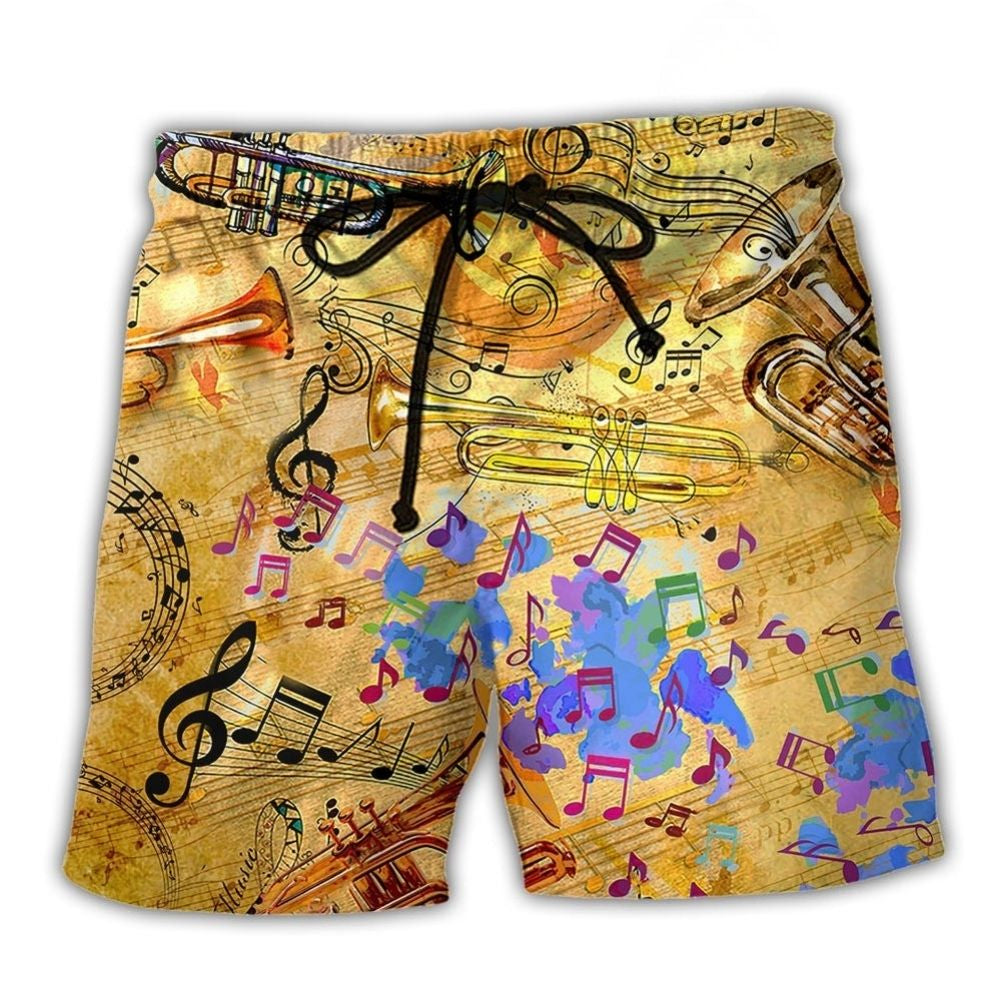 Vintage Trumpet Music Peace Beach Shorts For Sunny Day Getaways And Vacation Ready Style