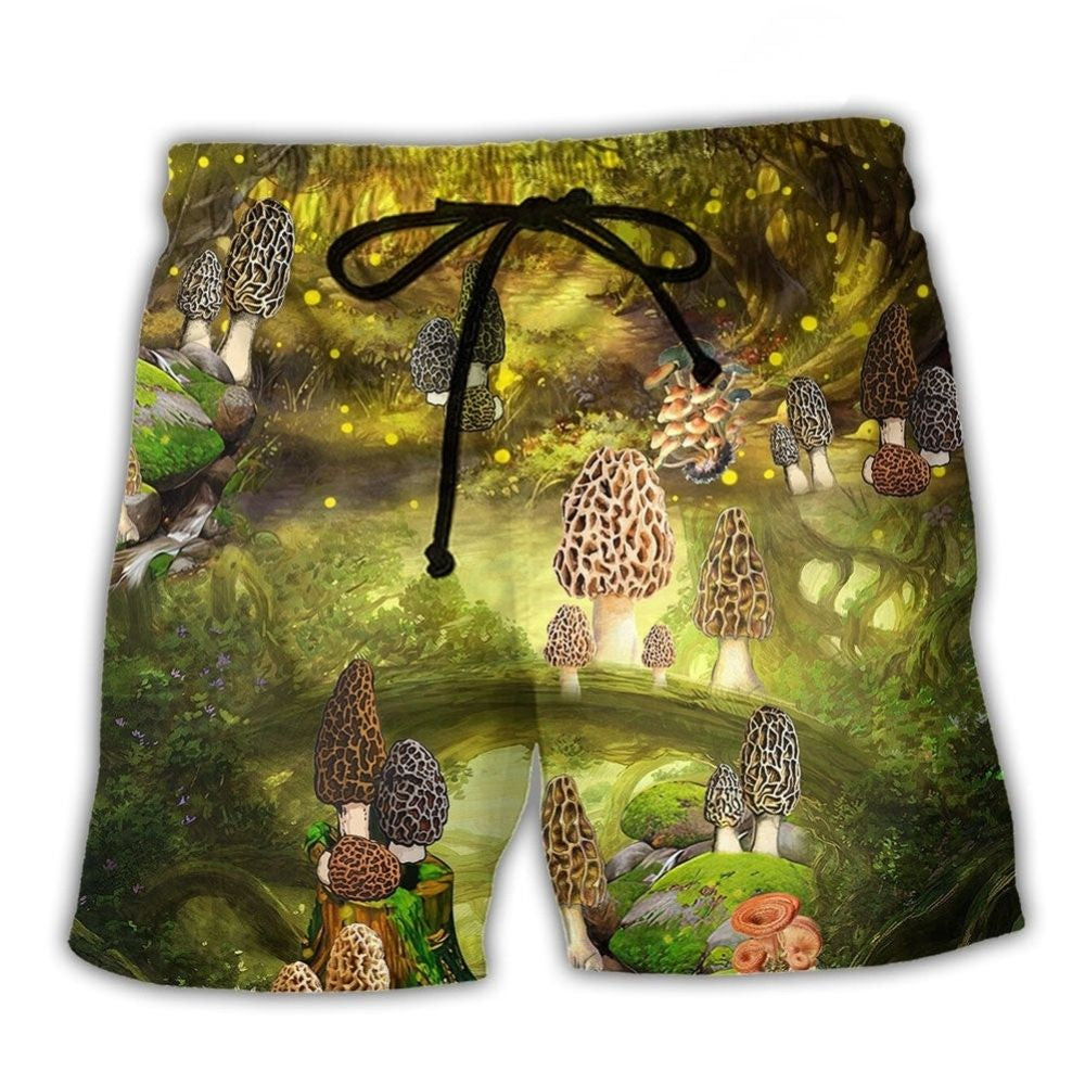 Bohemian Mushroom Beach Shorts For Tropical Holidays And Flexible Everyday Wear