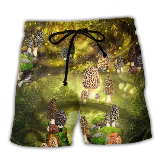 Bohemian Mushroom Beach Shorts For Tropical Holidays And Flexible Everyday Wear