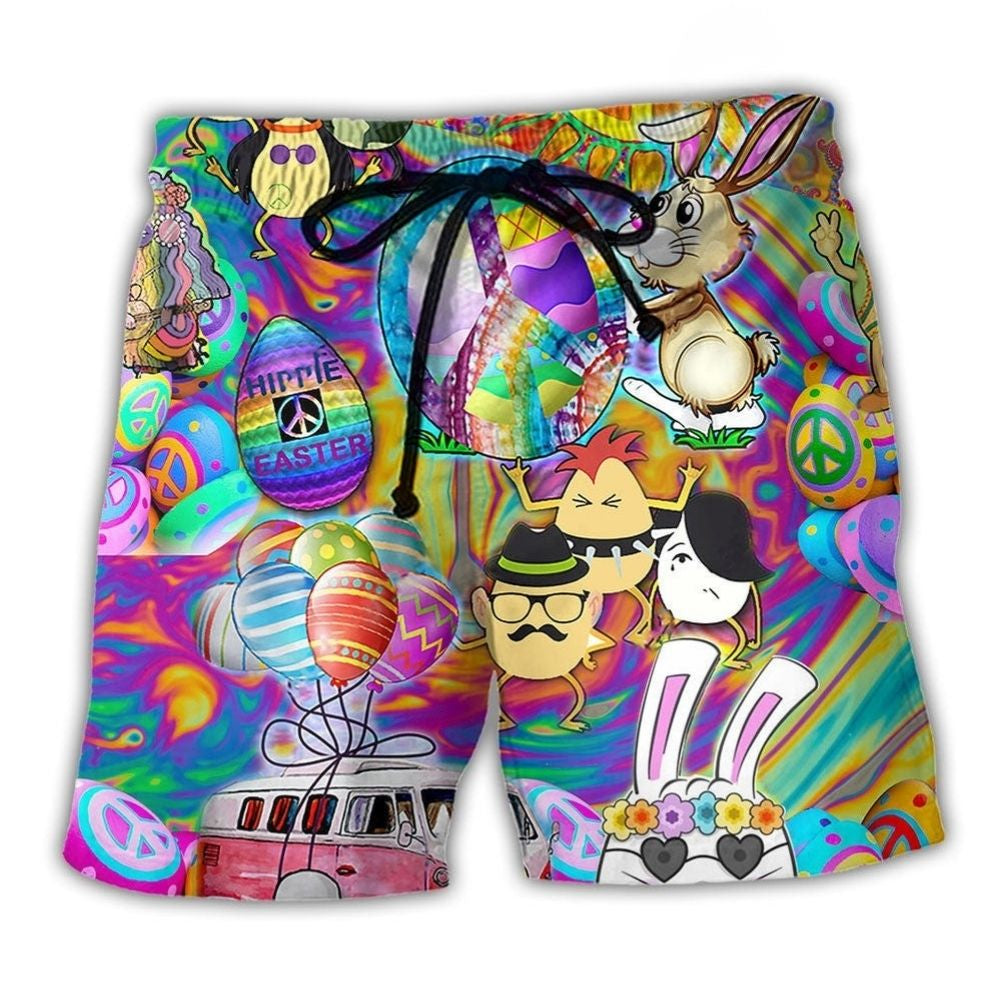 Bohemian Easter Peace Beach Shorts For Island Escapes And Relaxed Holiday Style