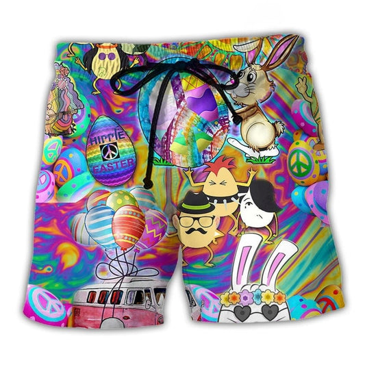 Bohemian Easter Peace Beach Shorts For Island Escapes And Relaxed Holiday Style