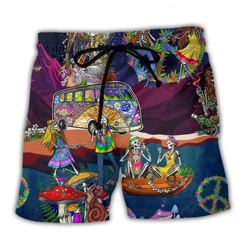 Bohemian Skull Peace Beach Shorts For Coastal Road Trips And Casual Outdoor Comfort