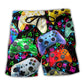 Video Game Battle Beach Shorts For Coastal Road Trips And Vacation Ready Style