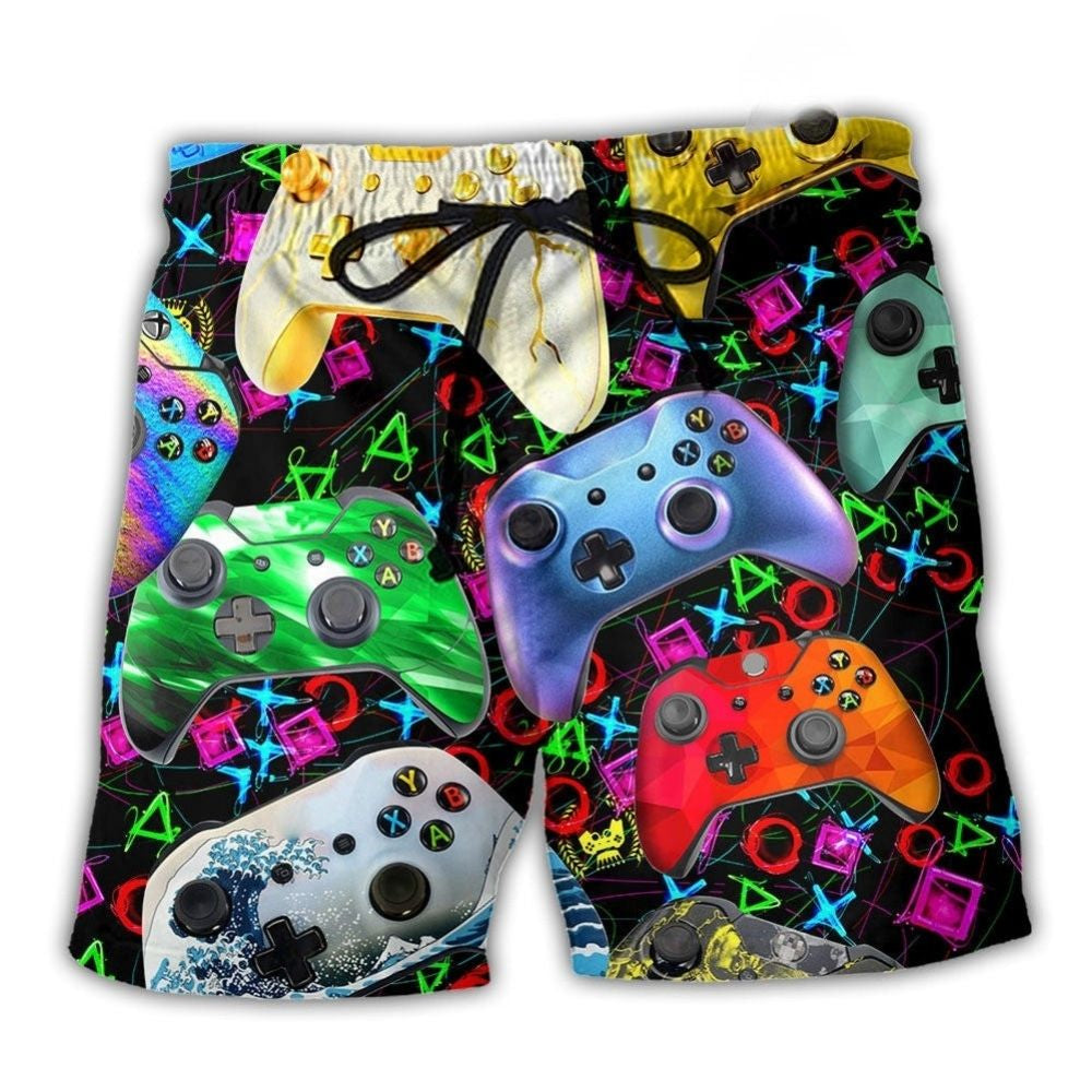 Video Game Battle Beach Shorts For Coastal Road Trips And Vacation Ready Style