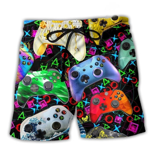 Video Game Battle Beach Shorts For Coastal Road Trips And Vacation Ready Style
