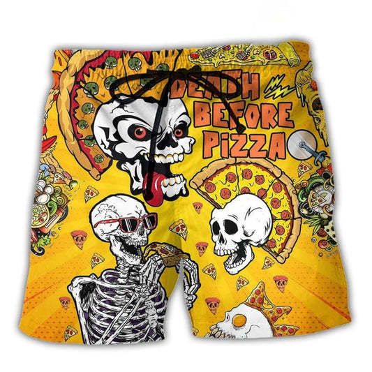 Skull Pizza Beach Shorts For Resort Getaways And Bright Summer Outfits