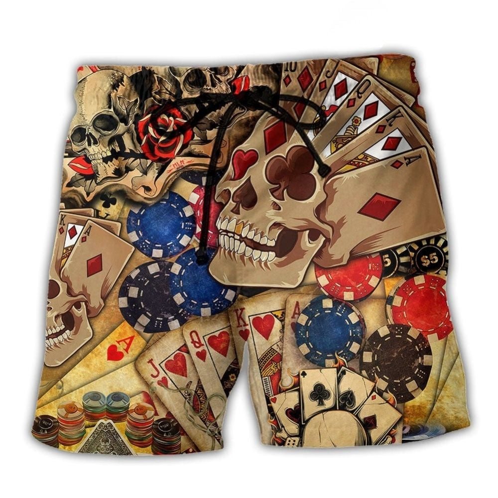 Poker Skull Beach Shorts For Beach Days And Comfortable Resort Style