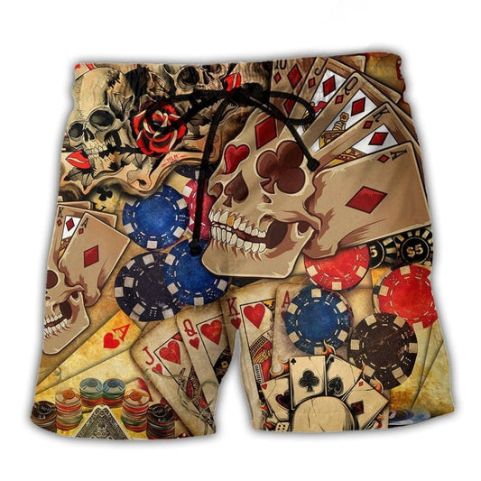 Poker Skull Beach Shorts For Beach Days And Comfortable Resort Style