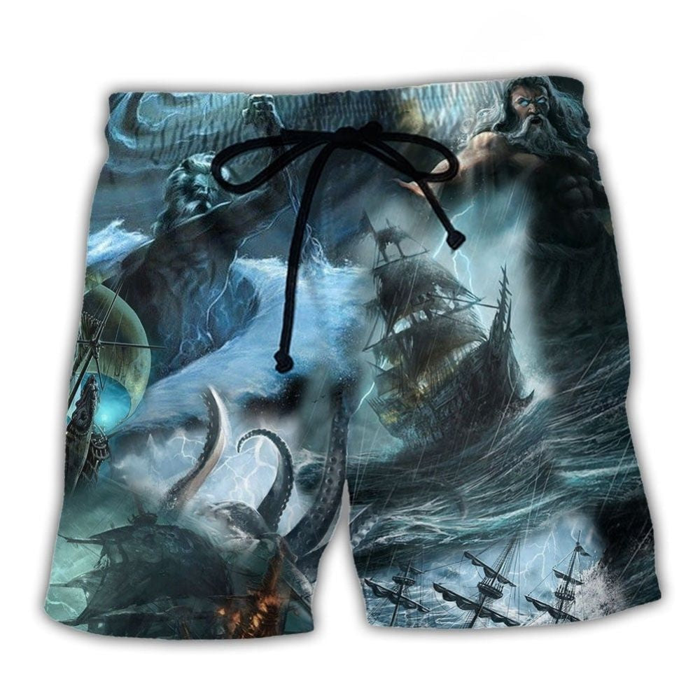 Greek Sea God Myth Beach Shorts For Vacation Travel And Bright Summer Outfits
